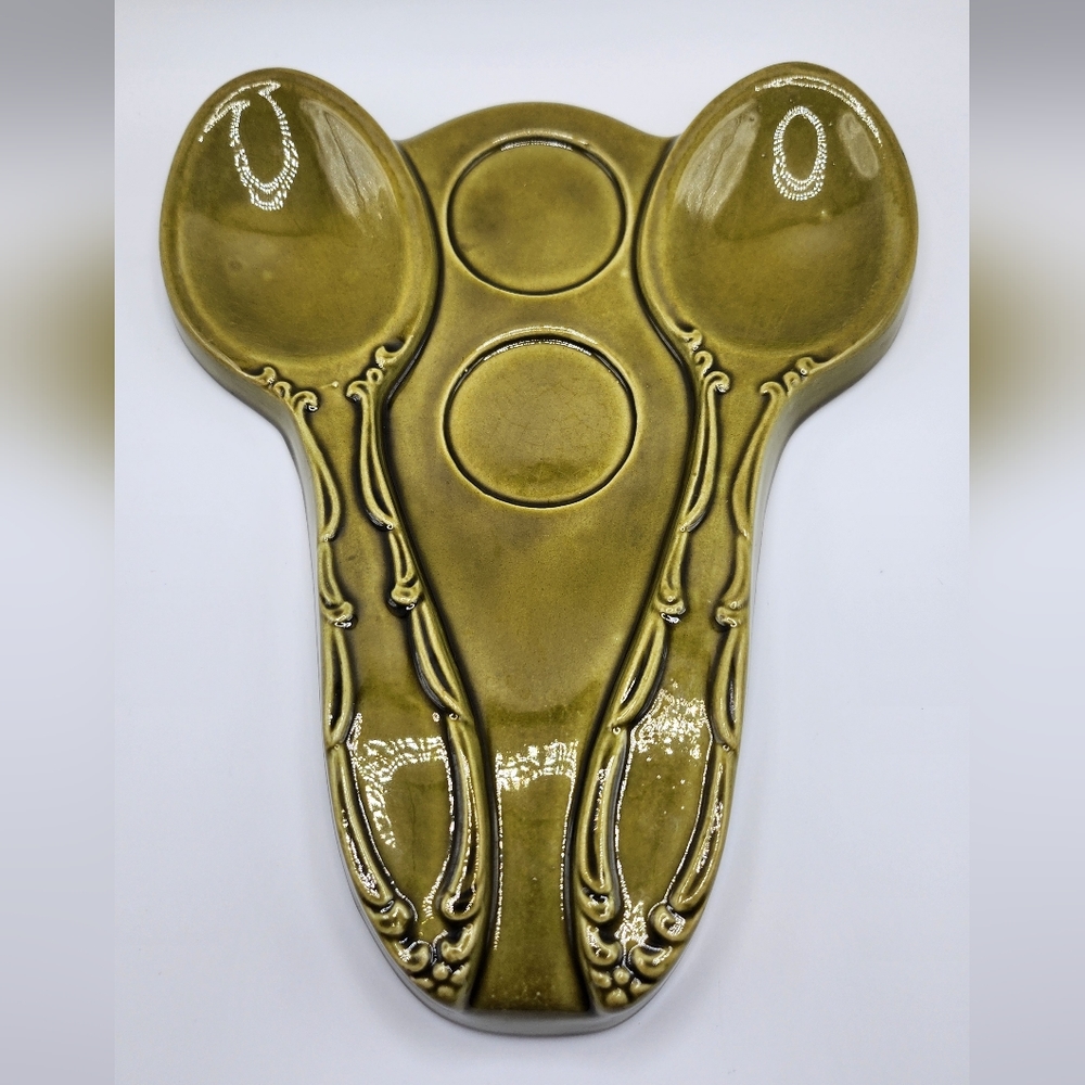 Vintage California Pottery Double Spoon Rest
